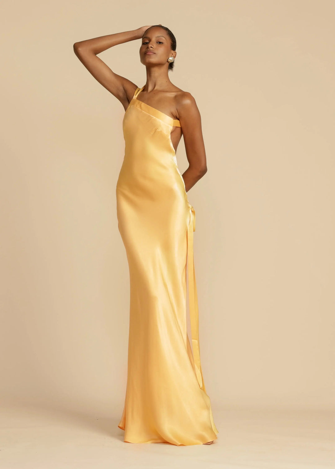 Serena | Satin One Shoulder Evening Maxi Dress