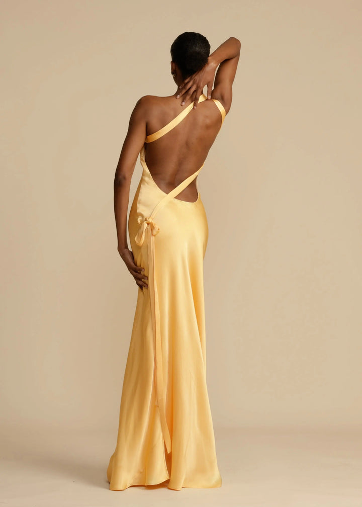 Serena | Satin One Shoulder Evening Maxi Dress
