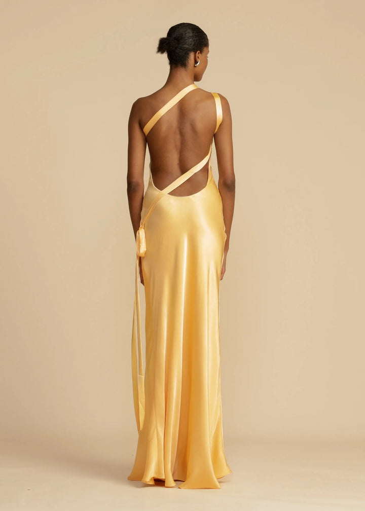 Serena | Satin One Shoulder Evening Maxi Dress