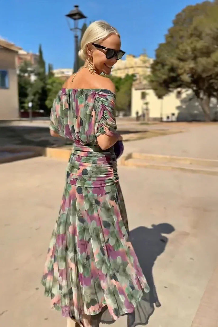 Women's Wrap Maxi Dress with Draped Sleeves