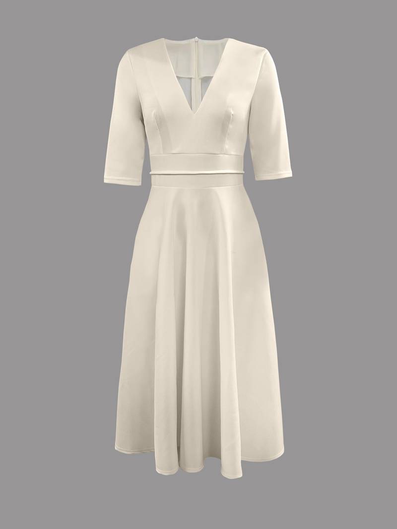 Amara | Elegant V Neck Evening Midi Dress