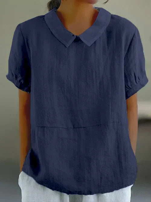 Women's Linen Peter Pan Collar Top