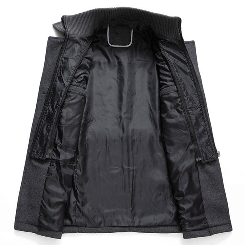 Men's High Collar Wool-Look Coat with Zip Front