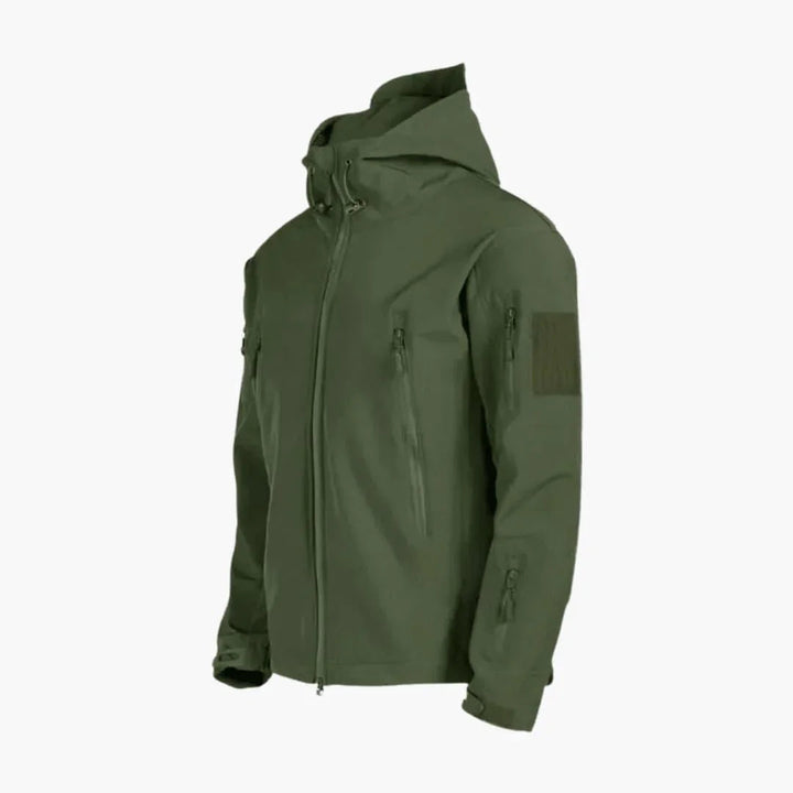Men's Softshell Tactical Jacket with Multi-Pocket Hood