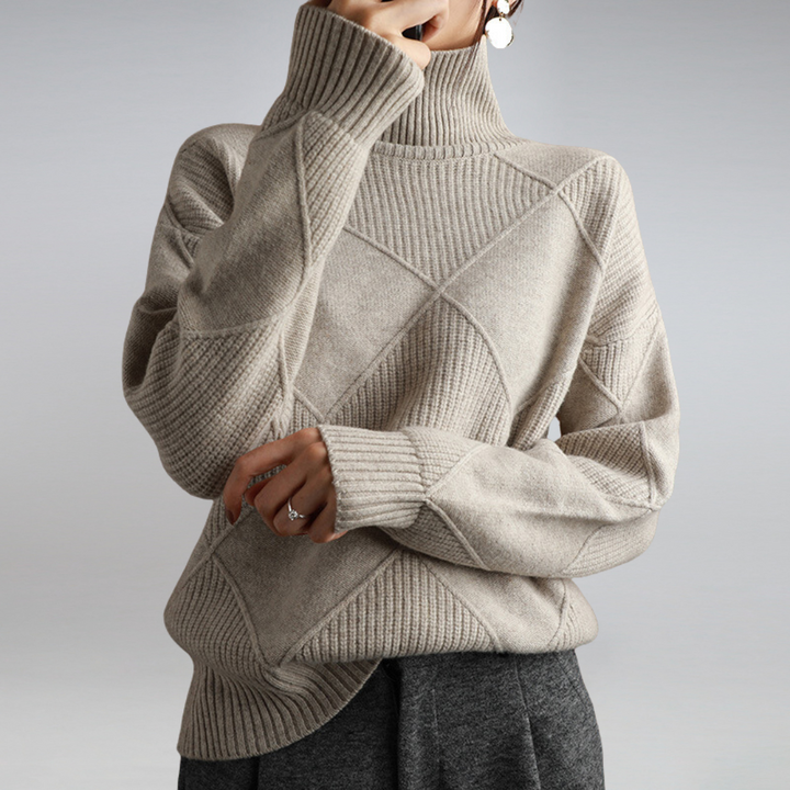 Textured Turtleneck Knit Jumper