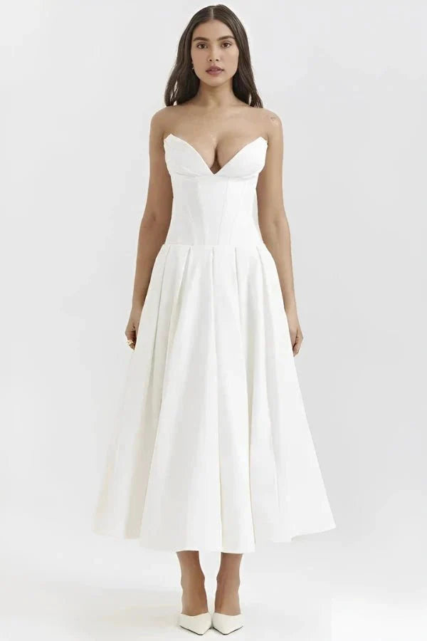 Strapless Corset Midi Dress for Women