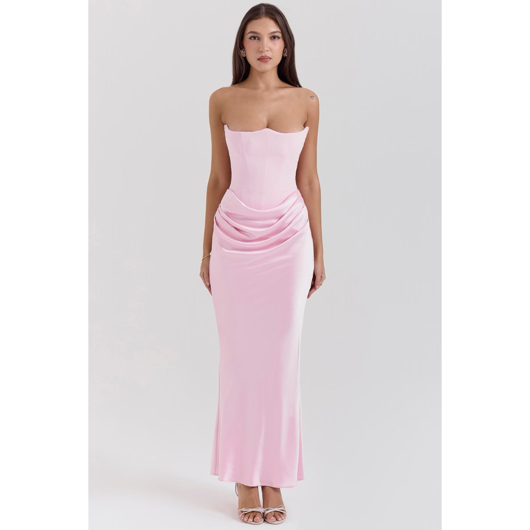 Arabella | Strapless Draped Waist Evening Maxi Dress