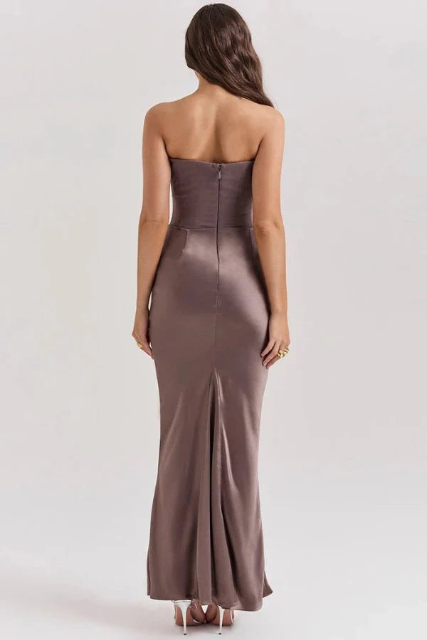 Ruched Strapless Maxi Dress for Women