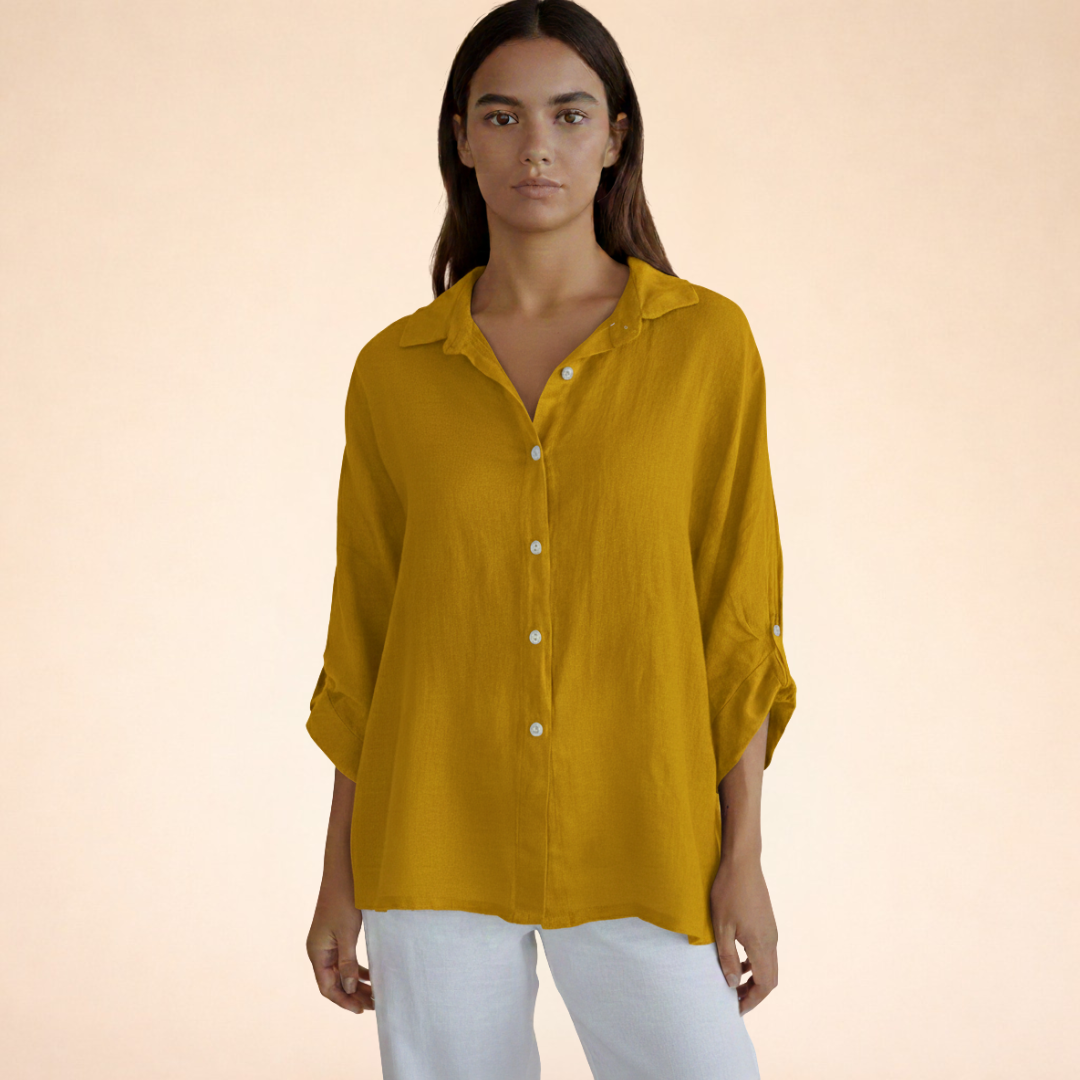 Women's Button Front Linen Blouse