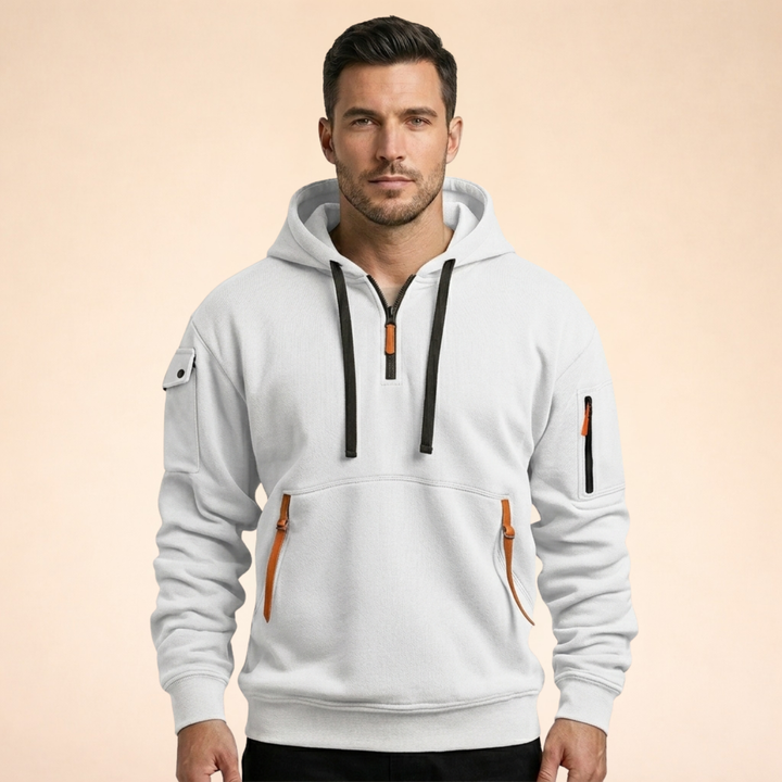 Men's Quarter-Zip Utility Hoodie with Cargo Pockets
