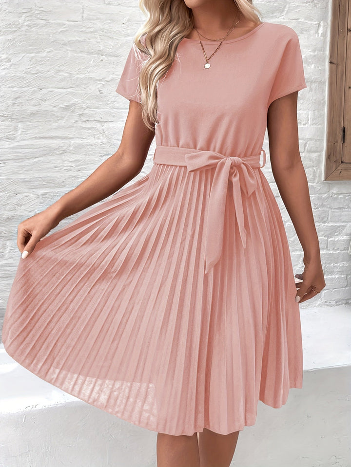 Emilia | Pleated Tie Waist Midi Dress