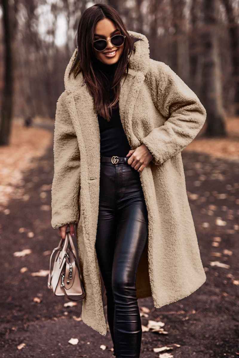 Women's Oversized Wool Teddy Coat with Hood