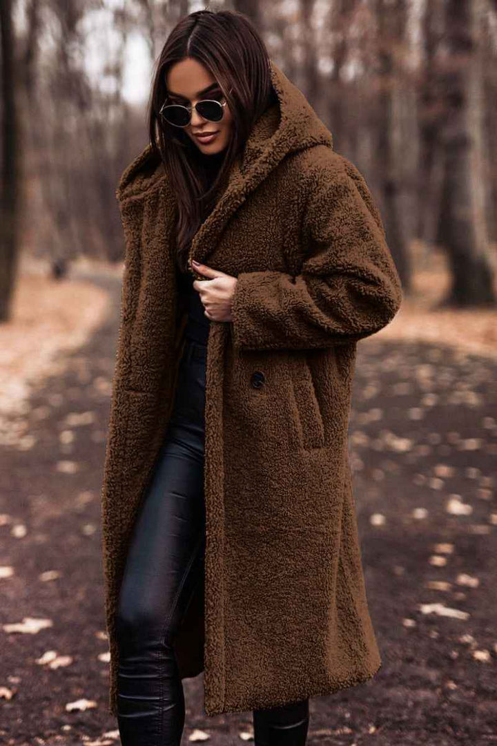 Women's Oversized Wool Teddy Coat with Hood
