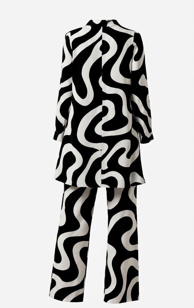 Women's Printed Longline Blouse and Wide-Leg Trousers Co-Ord