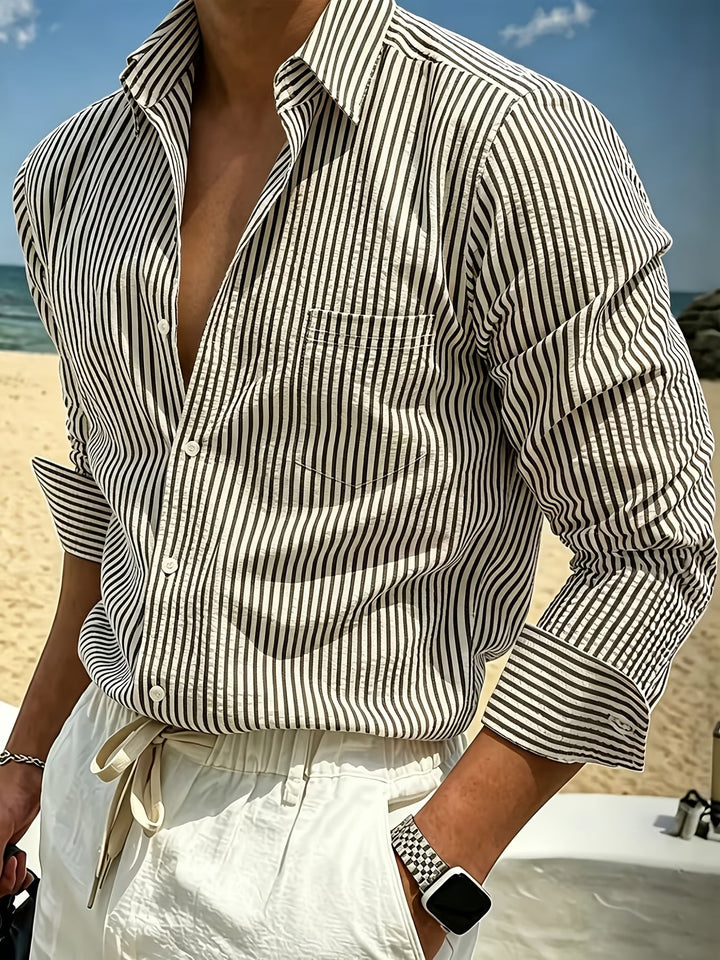 Men's Seersucker Striped Shirt in Relaxed Fit
