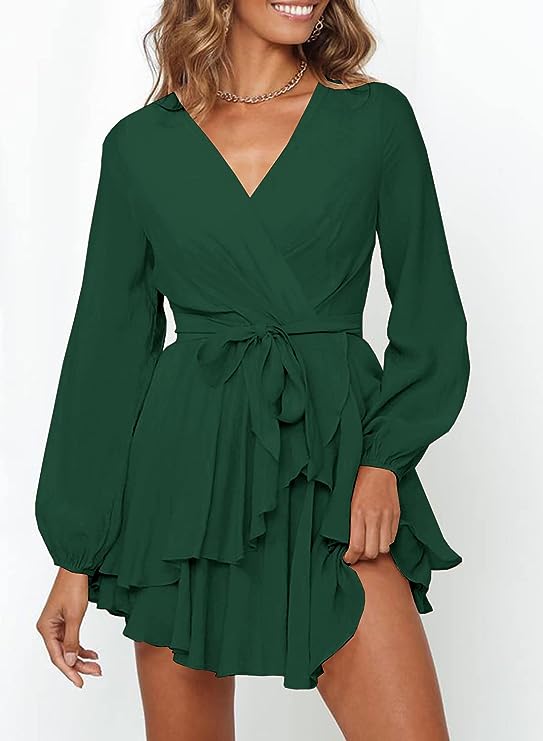 Chloe |  Elegant Ruffle Wrap Mini Dress