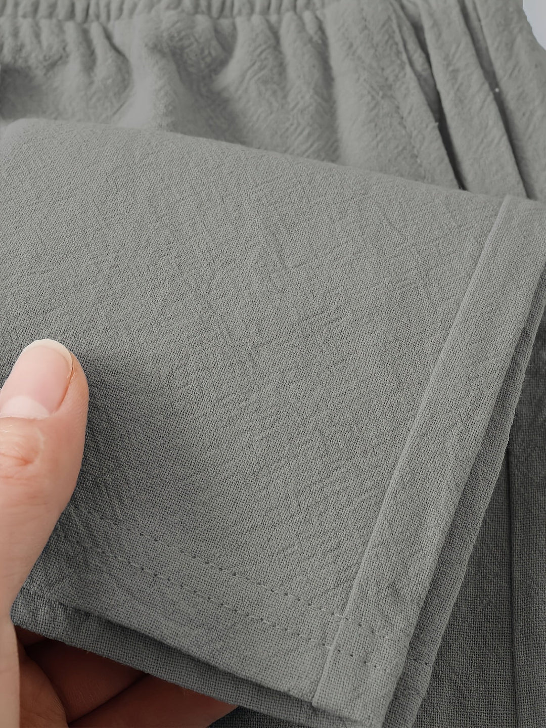 Men's Crinkled Linen Wide-Leg Drawstring Pants