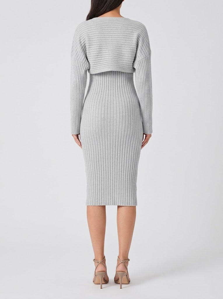 Women's Ribbed Midi Skirt Co-Ord Set with Cropped Top