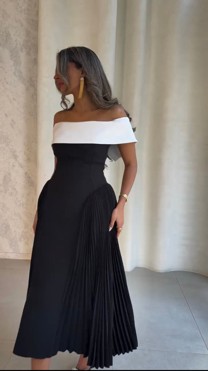 Isabella | Elegant Off Shoulder Occasion Midi Dress