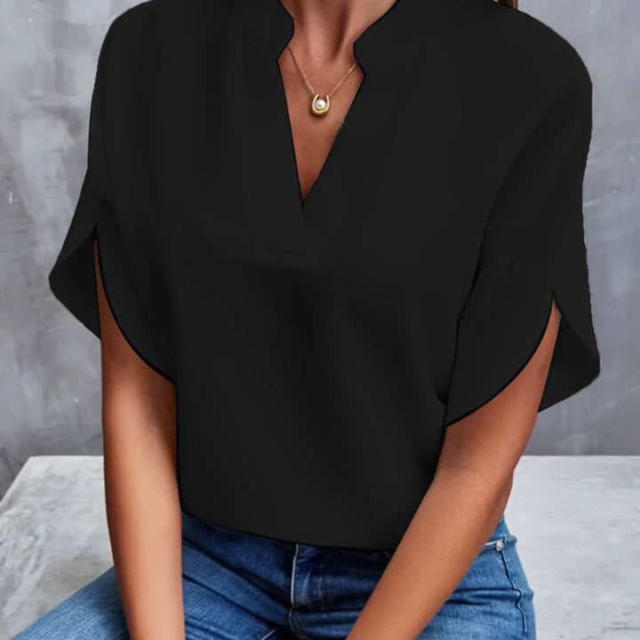 Relaxed Fit V Neck Blouse