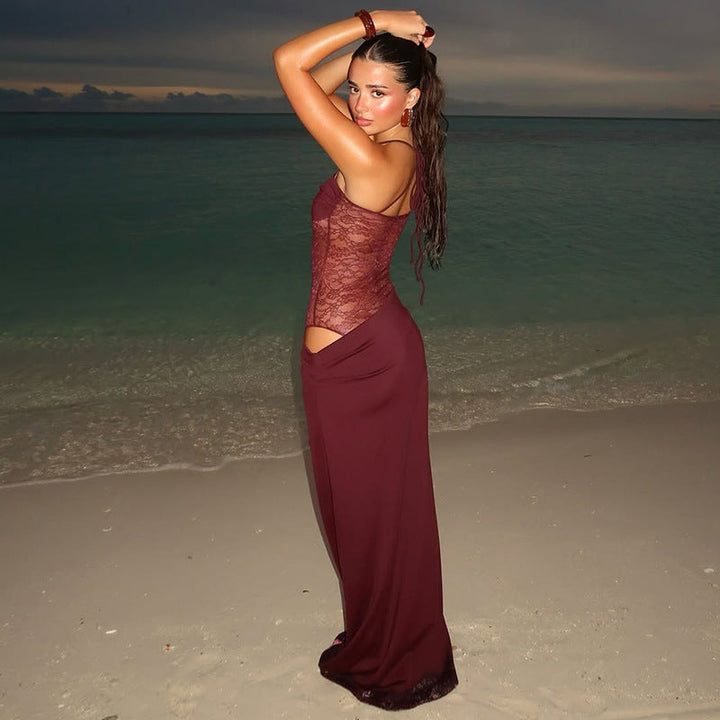 Layla | Elegant Lace Waist Maxi Dress