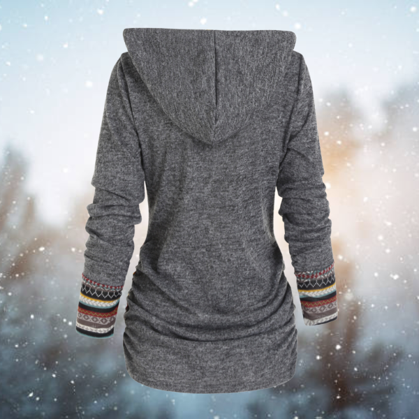 Women's Fleece Hoodie with Tribal Print Hood