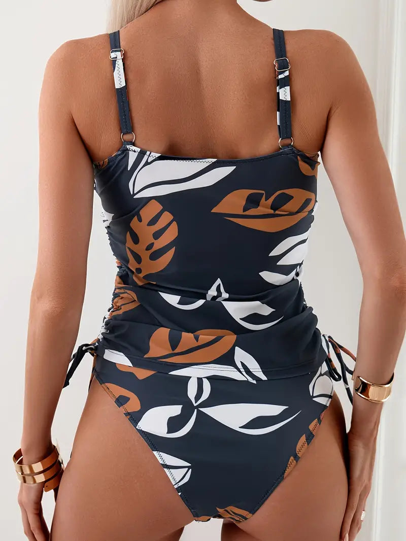Women's Twist-Front Tie-Side Tankini Set