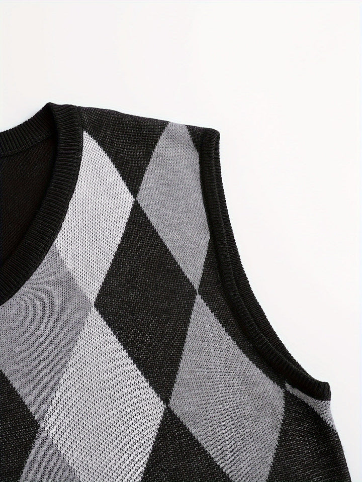 Men's Argyle Knit Sweater Vest