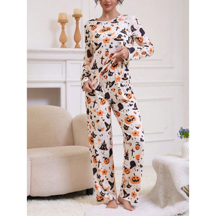 Women's Halloween Pumpkin Print Pyjama Set