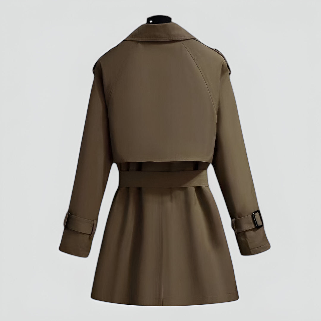 Women's Double-Breasted Trench Coat with Belted Waist