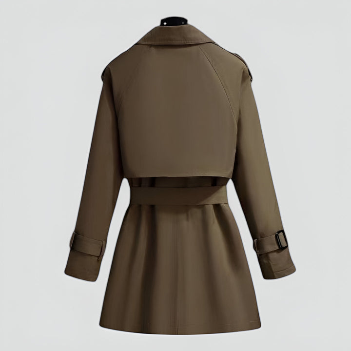 Women's Double-Breasted Trench Coat with Belted Waist