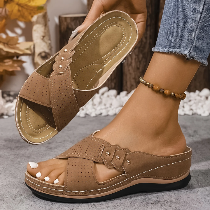 Women's Cross-Strap Wedge Sandals
