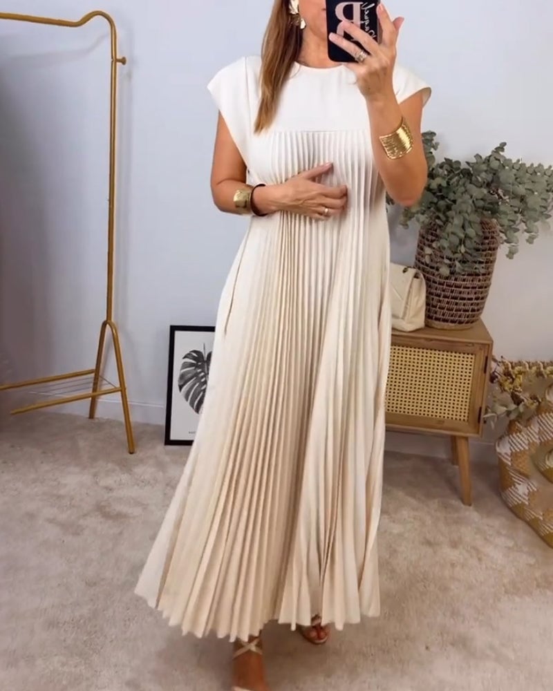 Sophia | Pleated Cap Sleeve Maxi Dress