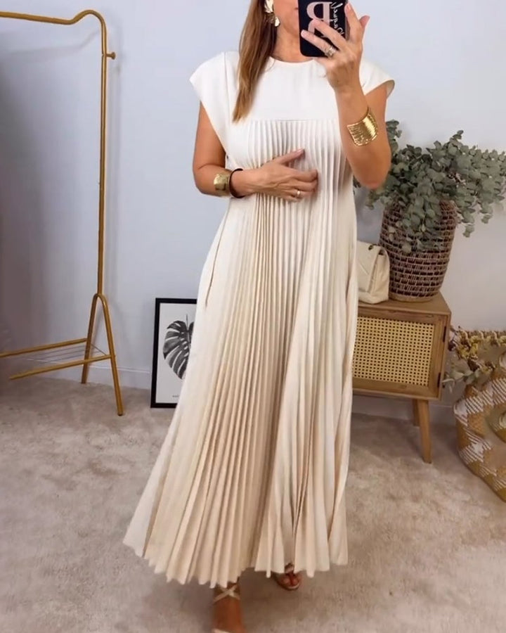 Sophia | Pleated Cap Sleeve Maxi Dress