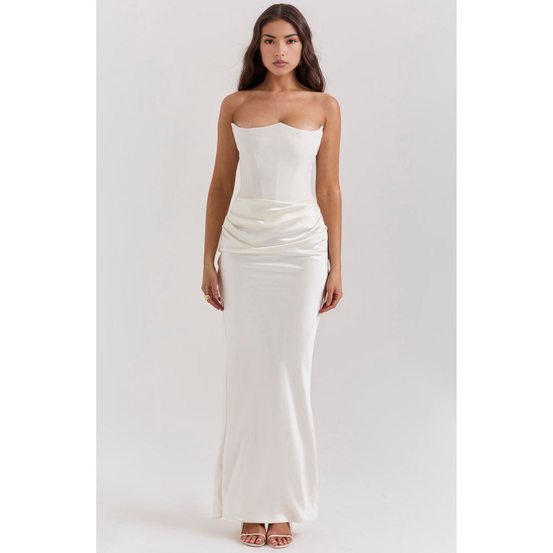 Arabella | Strapless Draped Waist Evening Maxi Dress