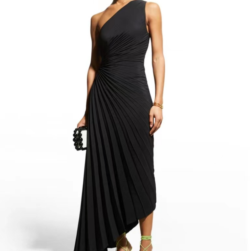 Celeste | Pleated One Shoulder Occasion Dress
