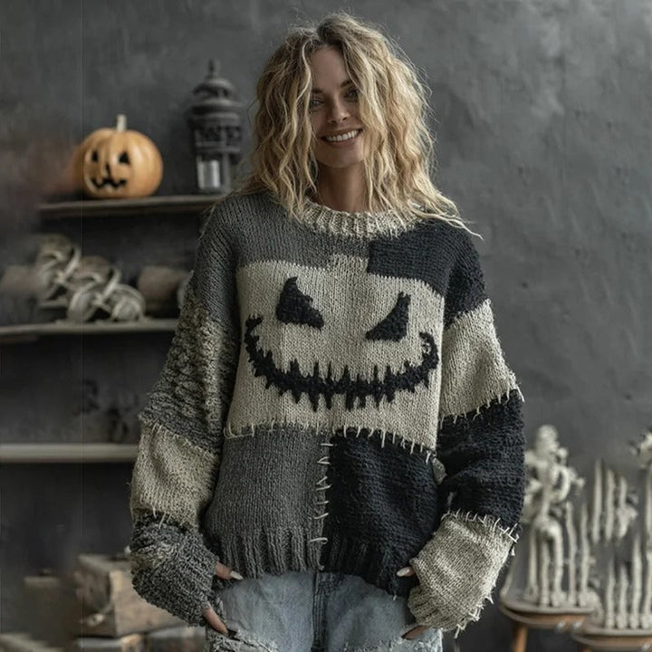 Men's Halloween Pumpkin Bat Knit Sweater