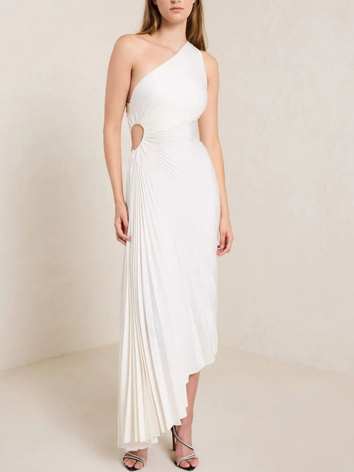 Celeste | Pleated One Shoulder Occasion Dress