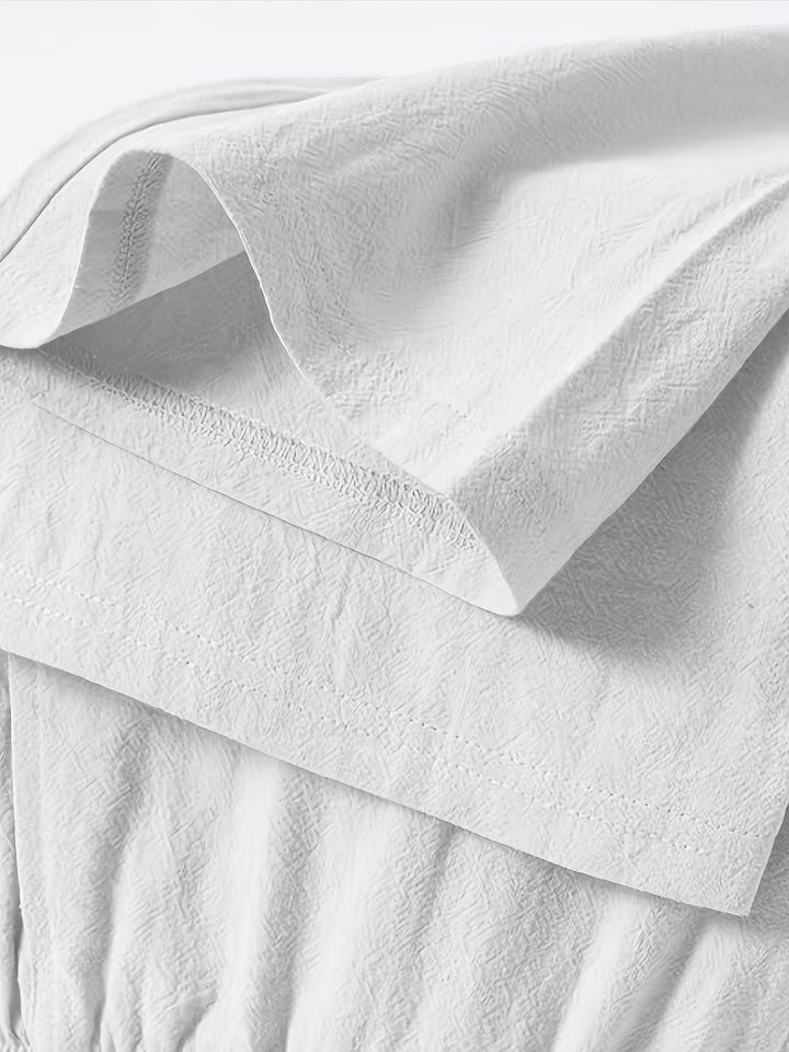 Men's Crinkled Linen Wide-Leg Drawstring Pants