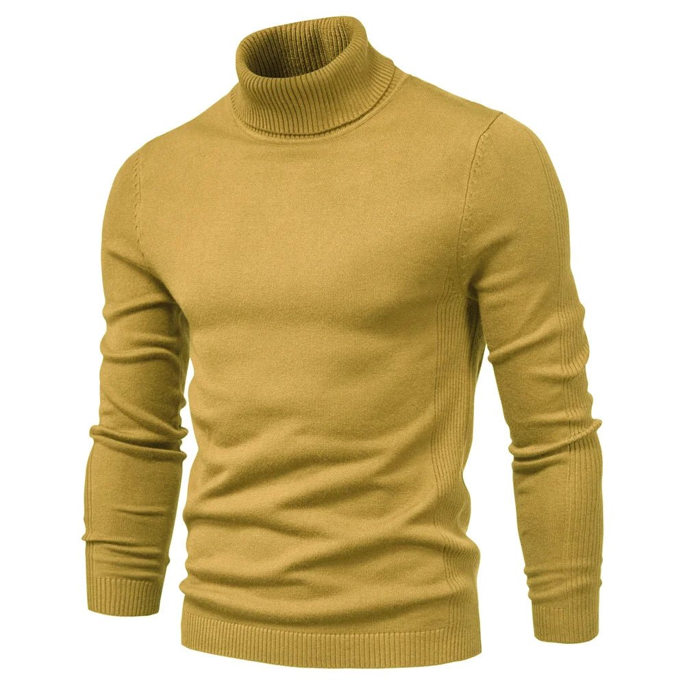Men's Slim Fit Knit Roll Neck Jumper with Ribbed Cuffs