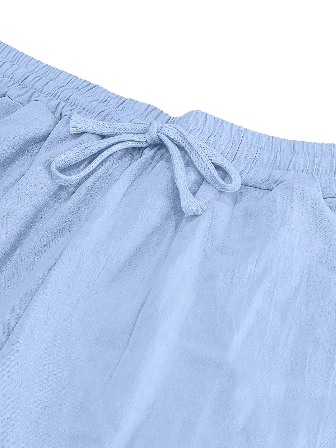 Men's Crinkled Linen Wide-Leg Drawstring Pants