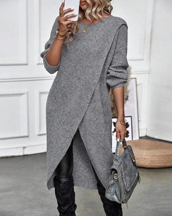Women's Ribbed Jumper Dress with Side Slit
