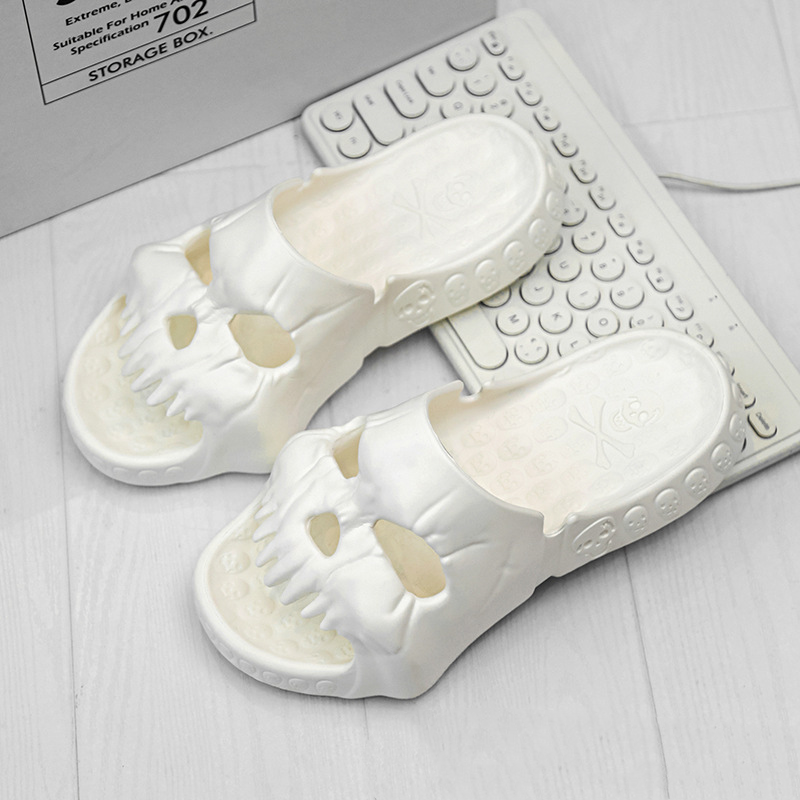 Women's Skull Face Halloween Slippers with Novelty Design
