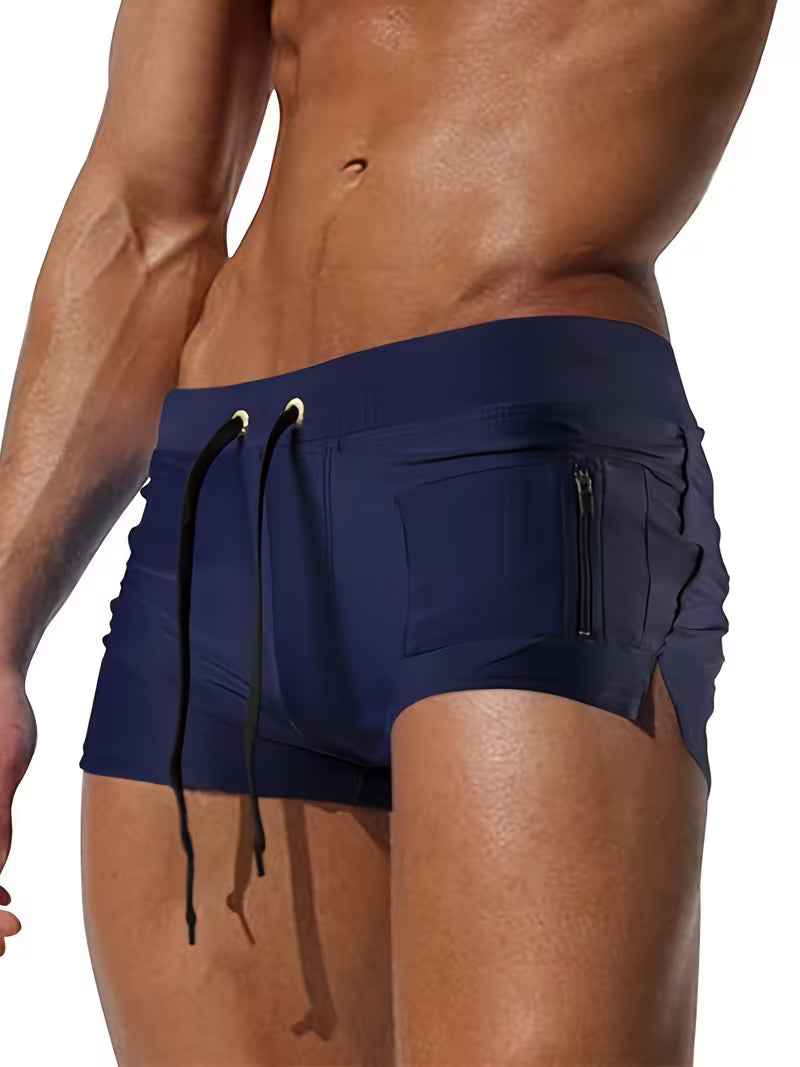 Men's Fitted Board Shorts with Zip Pocket