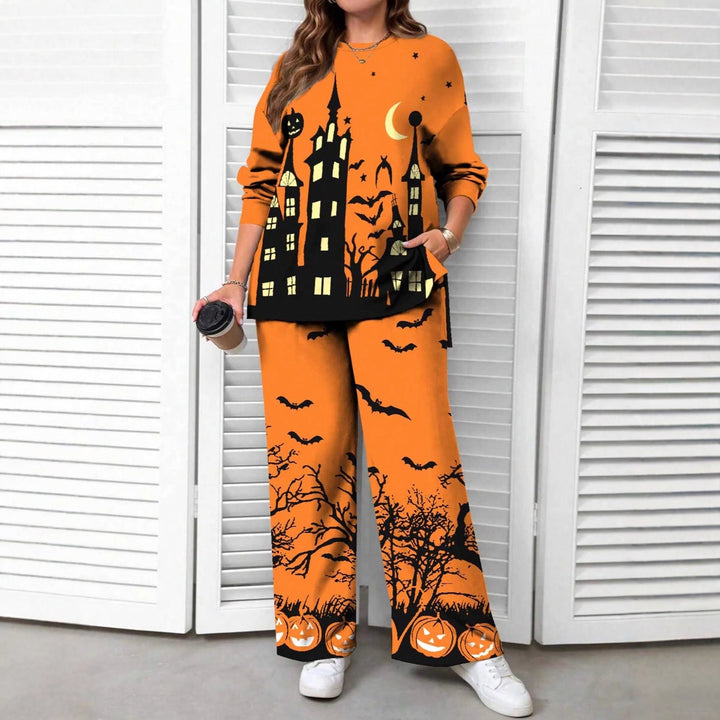Women's Halloween Pyjama Set with Haunted Castle Print