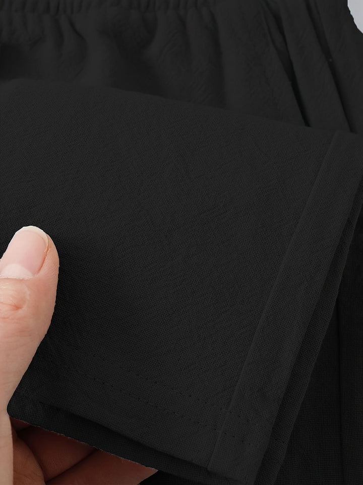 Men's Crinkled Linen Wide-Leg Drawstring Pants