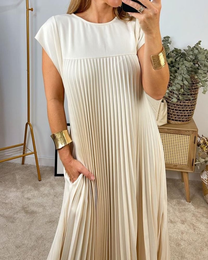 Sophia | Pleated Cap Sleeve Maxi Dress