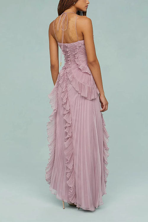 Vivienne | Pleated Ruffle Detail Occasion Maxi Dress