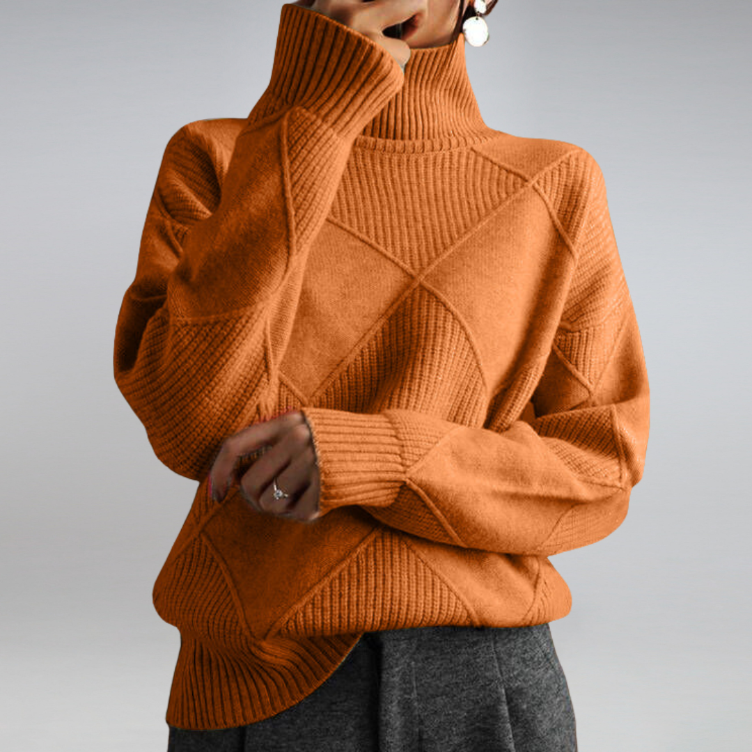 Textured Turtleneck Knit Jumper