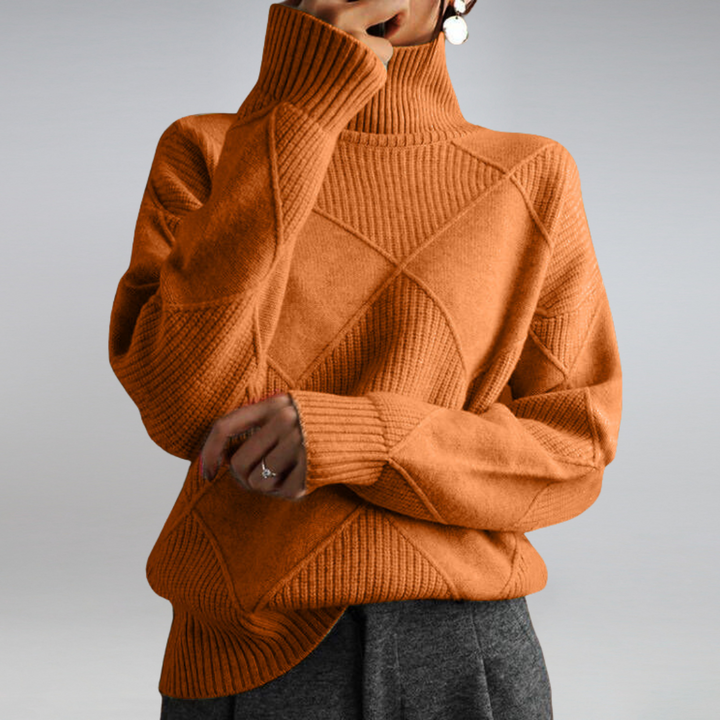 Textured Turtleneck Knit Jumper